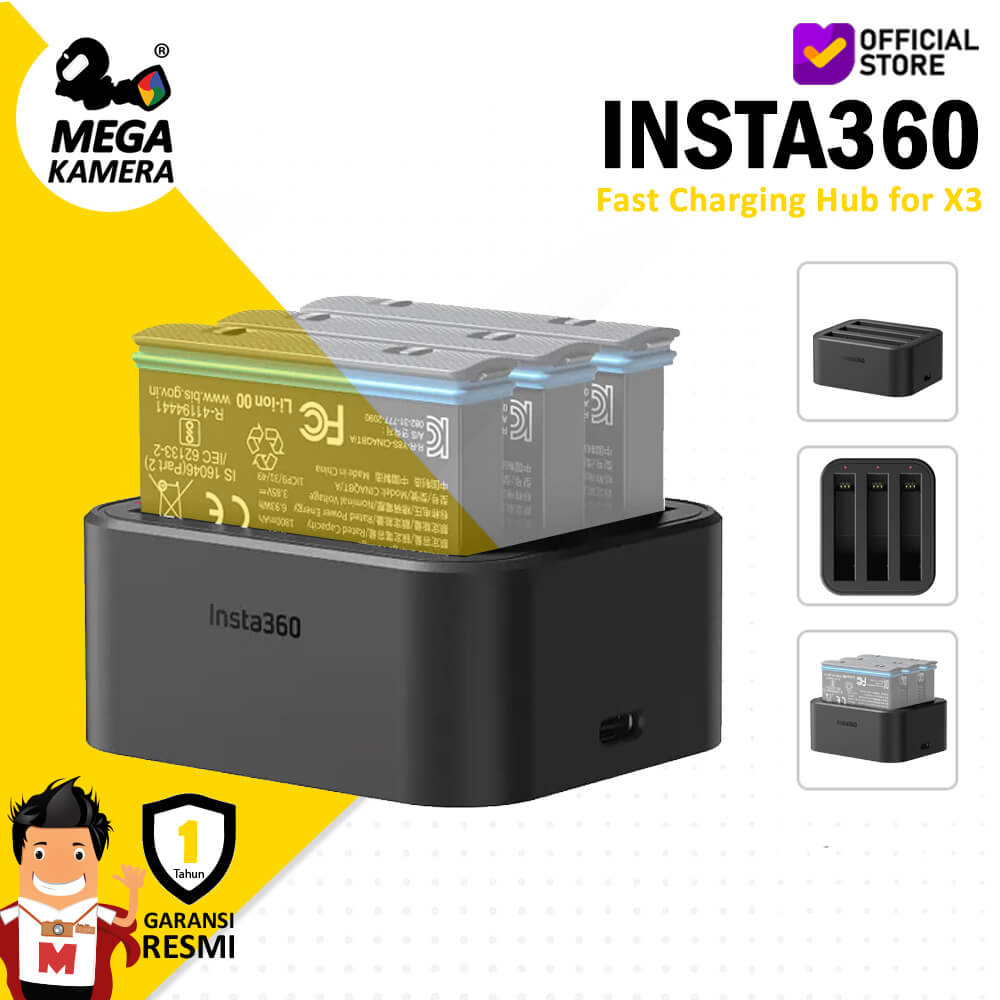 Insta360 X3 Battery & Fast Charging Dock Includes Fast Charger + 2  Batteries (1800mAh) for Insta360 X3 Camera 